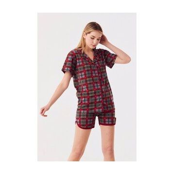 Slash Butik Ekose Desenli Pijama Takımı