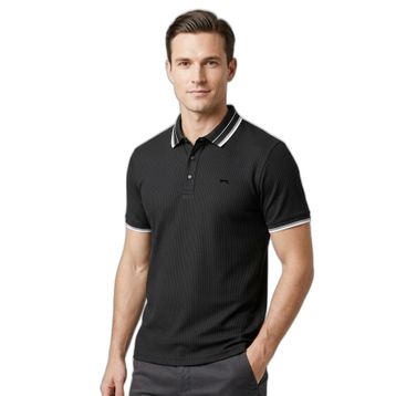 Slazenger ZINOVIA Erkek Polo Yaka Siyah Tişört
