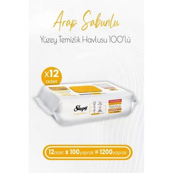 Sleepy 100'lü Easy Clean Arap Sabunu Katkılı Yüzey Temizlik Havlusu