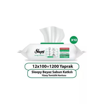 Sleepy 100'lü Easy Clean Beyaz Sabun Katkılı Yüzey Temizlik Havlusu