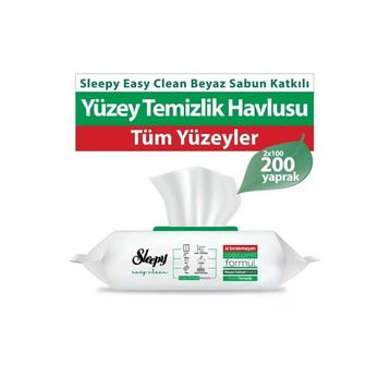 Sleepy 100'lü Easy Clean Beyaz Sabun Katkılı Yüzey Temizlik Havlusu