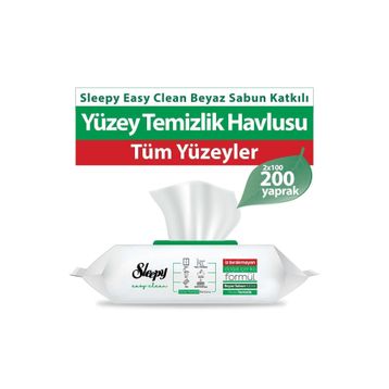 Sleepy 100'lü Easy Clean Beyaz Sabun Katkılı Yüzey Temizlik Havlusu