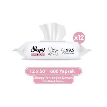 Sleepy 12x50'li Yenidoğan Devam Islak Bebek Bakım Havlusu