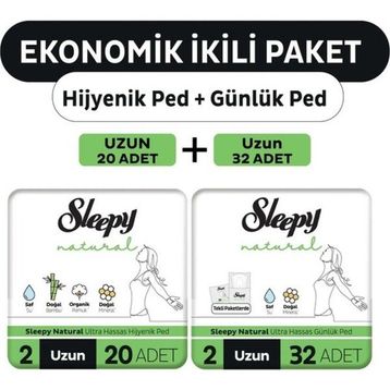 Sleepy 20'li Natural Ultra Uzun+32'li Uzun Günlük Ped
