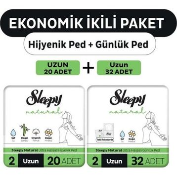 Sleepy 20'li Natural Ultra Uzun+32'li Uzun Günlük Ped
