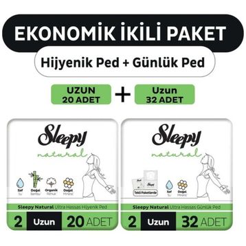 Sleepy 20'li Natural Ultra Uzun+32'li Uzun Günlük Ped
