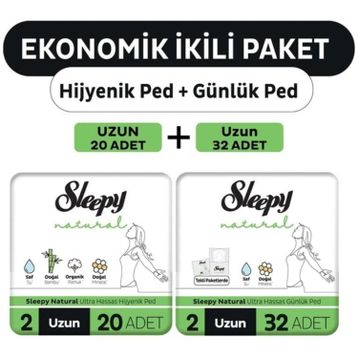Sleepy 20'li Natural Ultra Uzun+32'li Uzun Günlük Ped