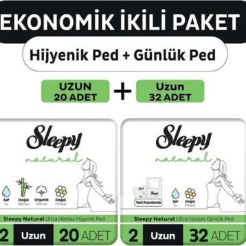Sleepy 20'li Natural Ultra Uzun+32'li Uzun Günlük Ped