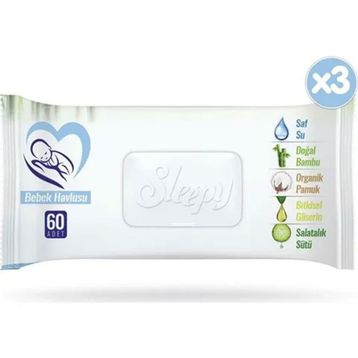 Sleepy 3x60 180 Yaprak Islak Havlu Mendil