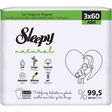 Sleepy 3x60'lı Natural Yenidoğan Islak Havlu