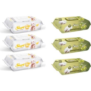 Sleepy 3x90'lı Sensitive + 3x90'lı Zeytinyağlı Islak Havlu