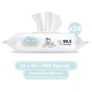 Sleepy 40 Yaprak Bio Natural Islak Havlu (3 adet)