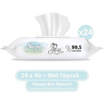 Sleepy 40 Yaprak Bio Natural Islak Havlu (3 adet)