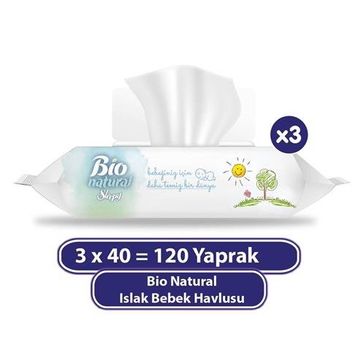Sleepy 40 Yaprak Bio Natural Islak Havlu (3 adet)