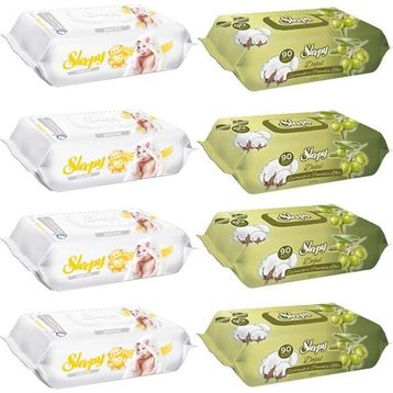 Sleepy 4x90'lı Sensitive + 4x90'lı Zeytinyağlı Islak Havlu