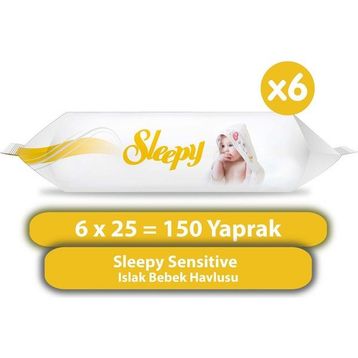 Sleepy 6x25'li Sensitive Islak Bebek Havlusu