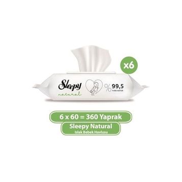 Sleepy 6x60'lı Natural Islak Bebek Havlusu