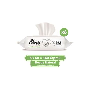 Sleepy 6x60'lı Natural Islak Bebek Havlusu