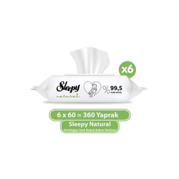 Sleepy 6x60'lı Natural Islak Bebek Havlusu