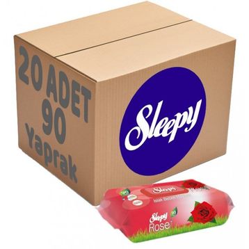 Sleepy 90x20'li Set Gül Plastik Kapaklı Islak Havlu