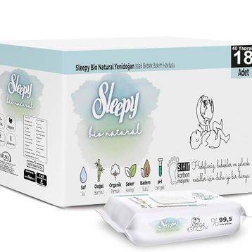 Sleepy Bio Natural 18x40 Yaprak Yeni Doğan Islak Mendil