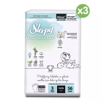 Sleepy Bio Natural No:3 Midi 168 Adet Bebek Bezi
