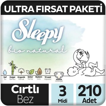 Sleepy Bio Natural No:3 Midi 210 Adet Bebek Bezi