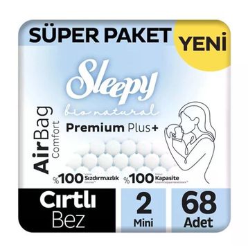 Sleepy Bio Natural Premium Plus Airbag Comfort No:2 Mini 68 Adet Bebek Bezi