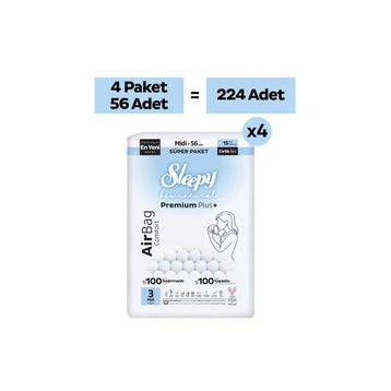 Sleepy Bio Natural Premium Plus Airbag Comfort No:3 Midi 224 Adet Bebek Bezi