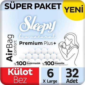 Sleepy Bio Natural Premium Plus Airbag Comfort No:6 Xlarge 32 Adet Külot Bebek Bezi