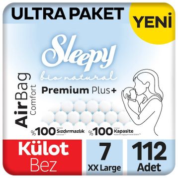 Sleepy Bio Natural Premium Plus Airbag Comfort No:7 XXLarge 112 Adet Külot Bebek Bezi