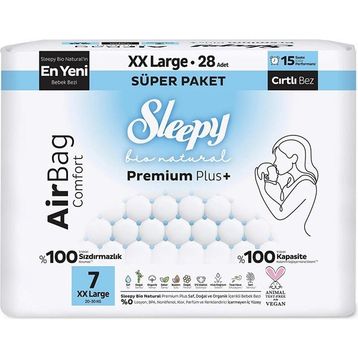 Sleepy Bio Natural Premium Plus Airbag Comfort No:7 XXLarge 28 Adet Bebek Bezi