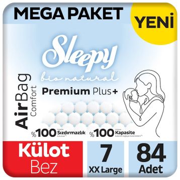 Sleepy Bio Natural Premium Plus Airbag Comfort No:7 XXLarge 84 Adet Külot Bebek Bezi