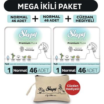 Sleepy Bio Natural Premium Plus Mega Paket Normal 46x2 92 Adet Hijyenik Ped