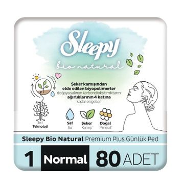 Sleepy Bio Natural Premium Plus Normal 80 Adet Günlük Ped