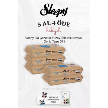 Sleepy Easy 50 Yaprak Clean Bio Çözünür Deniz Tuzu ve Deniz Yosunu Yüzey Temizlik Havlusu