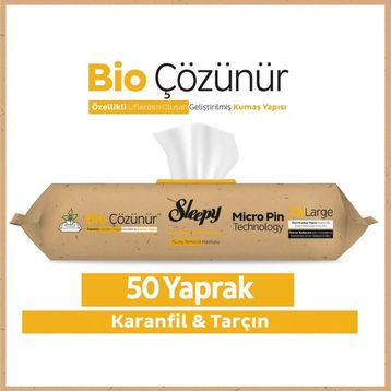 Sleepy Easy 50 Yaprak Clean Bio Çözünür Karanfil ve Tarçın Yüzey Temizlik Havlusu