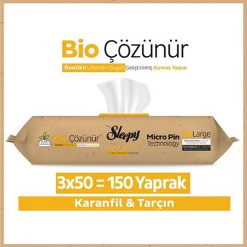 Sleepy Easy 50 Yaprak Clean Bio Çözünür Karanfil ve Tarçın Yüzey Temizlik Havlusu