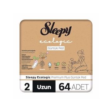 Sleepy Ecologic Normal Premium Plus 2 Uzun 64'lü Günlük Ped