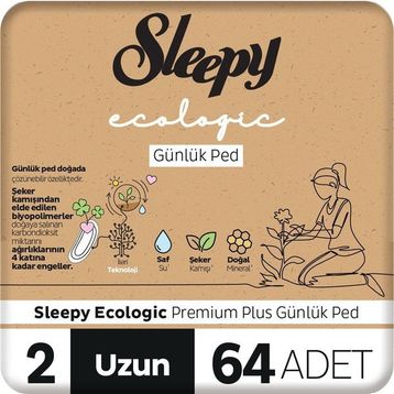 Sleepy Ecologic Normal Premium Plus 2 Uzun 64'lü Günlük Ped