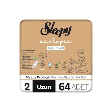 Sleepy Ecologic Normal Premium Plus 2 Uzun 64'lü Günlük Ped