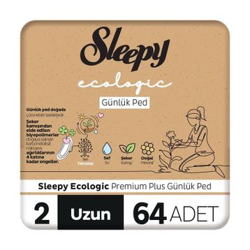 Sleepy Ecologic Normal Premium Plus 2 Uzun 64'lü Günlük Ped