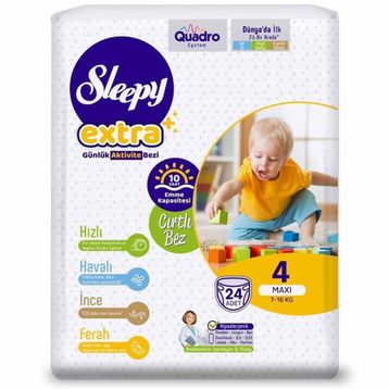 Sleepy Extra No:4 Maxi 24 Adet Bebek Bezi