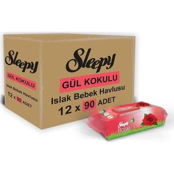 Sleepy Gül Kokulu 12x90 1080 Yaprak Islak Havlu Mendil