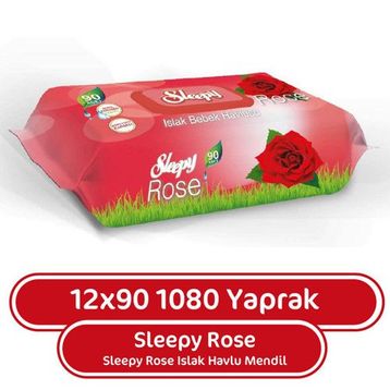Sleepy Gül Kokulu 12x90 1080 Yaprak Islak Havlu Mendil
