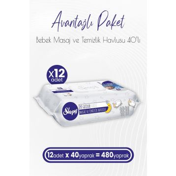Sleepy Lavanta Yağlı 12x40 Adet Masaj ve Temizlik Havlusu