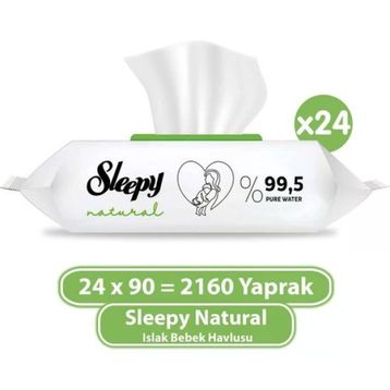 Sleepy Natural 90 Yaprak Yenidoğan Islak Bebek Bakım Havlusu