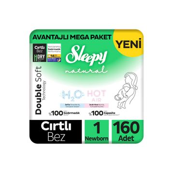 Sleepy Natural Double Soft No:1 Yenidoğan 160 Adet Bebek Bezi