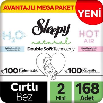 Sleepy Natural Double Soft No:2 Mini 168 Adet Bebek Bezi