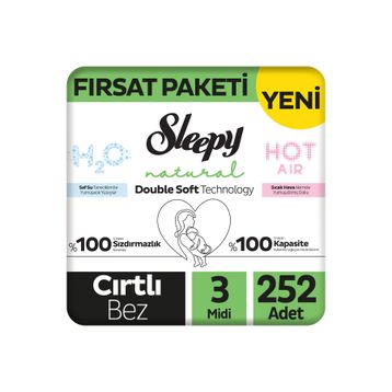 Sleepy Natural Double Soft No:3 Midi 252 Adet Bebek Bezi